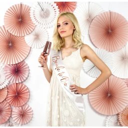 Vállszalag fehér, rose gold betűkkel, Bride to be, 75cm