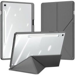 Samsung Galaxy Tab S10 FE Plus (13.1) SM-X620 / X626B, mappa tok, érintőceruza tartó, levehető előlap, Origami Smart Case, Dux Ducis Magi, átlátszó/szürke