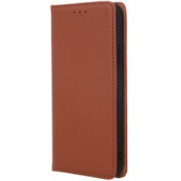 Samsung Galaxy S25 FE SM-S731, Oldalra nyíló tok, valódi bőrtok, stand, Smart Pro, barna