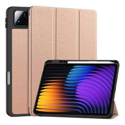 Tok álló, bőr hatású (aktív FLIP, oldalra nyíló, TRIFOLD, asztali tartó, ceruza tartó) ROZÉARANY Xiaomi Pad 7 Pro, Pad 7