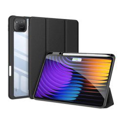 DUX DUCIS TOBY tok álló, bőr hatású (aktív FLIP, oldalra nyíló, TRIFOLD, asztali tartó, ceruza tartó) FEKETE Xiaomi Pad 7 Pro, Pad 7