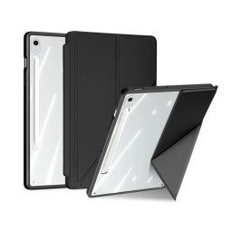 DUX DUCIS MAGI ORIGAMI tok álló, bőr hatású (aktív FLIP, oldalra nyíló, TRIFOLD, asztali tartó, ceruza tartó) FEKETE Samsung Galaxy Tab S10 FE Plus WIFI (SM-X626), Galaxy Tab S10 FE Plus LTE