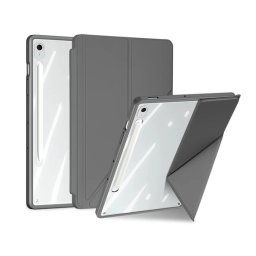 DUX DUCIS MAGI ORIGAMI tok álló, bőr hatású (aktív FLIP, oldalra nyíló, TRIFOLD, asztali tartó, ceruza tartó) SZÜRKE Samsung Galaxy Tab S10 FE Plus WIFI (SM-X626), Galaxy Tab S10 FE Plus LT