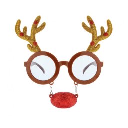 Szarvas Reindeer szemüveg piros orral