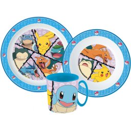 Pokémon Battle étkészlet, micro műanyag szett bögrével 265 ml