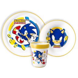 Sonic, a sündisznó Rings csúszásmentes étkészlet, micro műanyag szett