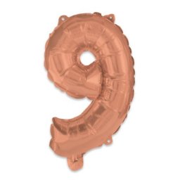 Színes Rose Gold 9-es szám fólia lufi 95 cm