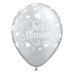 Esküvő Metallic Hearts léggömb, lufi 6 db-os 11 inch (28cm)