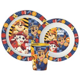 Mancs őrjárat Rescue Pups étkészlet, micro műanyag szett, pohárral 260 ml