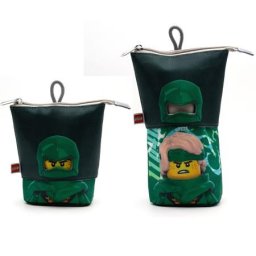 LEGO Tolltartó, cipzáras, pop-up, LEGO "Ninjago Lloyd", fekete-zöld-mintás