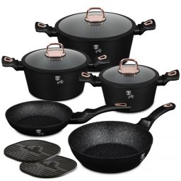 Berlinger Haus Edénykészlet 10 részes márvány bevonattal matt Black Rose Collection BH/8168N