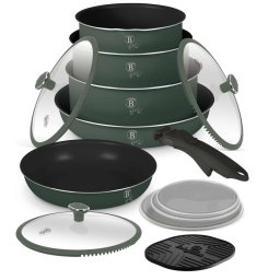 Berlinger Haus Edénykészlet 13 részes titán bevonattal Matte Green Collection BH/8423