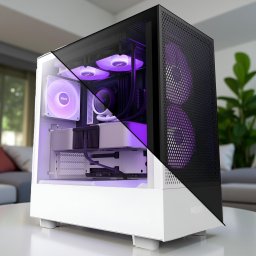 Csúcskategóriás AMD RGB PC Ryzen 7 7700X/ 32GB DDR5/2TB NVME SSD/Radeon 9060XT 16GB VGA NZXT H5 FLOW RGB ház Fekete/Fehér házban