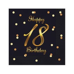 Happy Birthday 18 B&C Gold szalvéta 20 db-os 33x33 cm