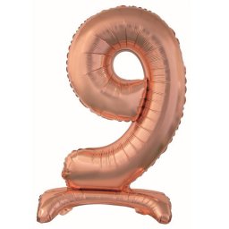 Rose Gold 9-es szám fólia lufi talppal 74 cm
