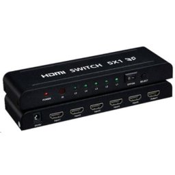 PREMIUMCORD HDMI kapcsoló 5:1 fém, távirányítóval és hálózati adapterrel