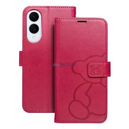 MEZZO könyvtok Samsung Galaxy S25 Edge - élénk rózsaszín "maci"