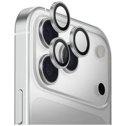 UNIQ Optix Aluminum Camera Lens Protector kamera lencse védő fólia ezüst színű szegéllyel applikátorral iPhone 17 Pro/17 Pro Max
