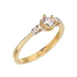 Egyköves, hatkarmos foglalatú szíves szoliter eljegyzési gyűrű 14k 1,56g