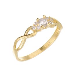 1+6 köves, négykarmos foglalatú szoliter eljegyzési gyűrű 14k 1,78g