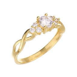 1+6 köves, négykarmos foglalatú szoliter eljegyzési gyűrű nagyobb kővel 14k 2,51g