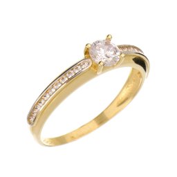 1+20 köves, emelt csatornás foglalatú szoliter eljegyzési gyűrű 14k 2,28g