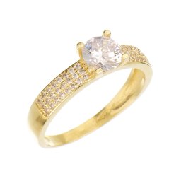 1+48 köves, négykarmos foglalatú szoliter eljegyzési gyűrű 14k 2,85g