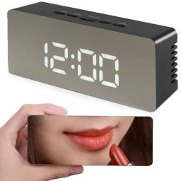 Tükrös LCD óra 4 az 1ben, fekete
