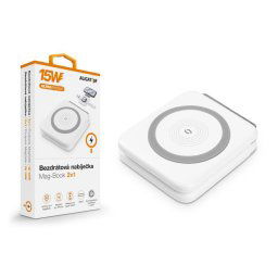 Vezeték nélküli töltő ALIGATOR Mag-Book 2in1, MagSafe és Apple Watch töltéshez, 15W, fehér