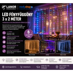 LED fényfüggöny 3x2 m - Hidegfehér (3x2sz)