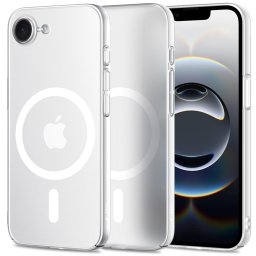 Apple iPhone 16e / 17e, Műanyag hátlap védőtok közepesen ütésálló, Magsafe töltővel kompatibilis, Magslim Magsafe, áttetsző/fehér
