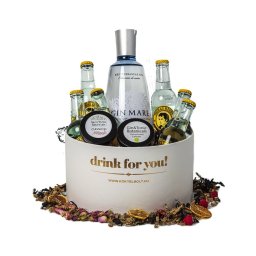 Drink For You feliratos Gin Mare Gin Tonik Ajándék csomag fehér díszdobozban