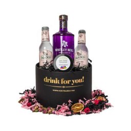 Drink For You feliratos Rebarbarás Gin Tonik ajándék csomag fekete díszdobozban