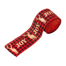 Karácsonyi szalag JOY 5 cm x 5 m, piros
