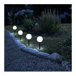 LED-es szolár lámpa - leszúrható - gömb alakú, hidegfehér - Ø10 cm