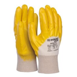 DONAU Szerelőkesztyű, nitril, DONAU "Safety 02", 9/L méret, sárga