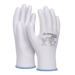 DONAU Szerelőkesztyű, PU, DONAU "Safety", 9/L méret, fehér