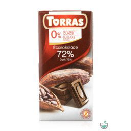 Torras vegán étcsokoládé 72%-os kakaótartalommal hozzáadott cukor nélkül (gluténmentes) 75 g