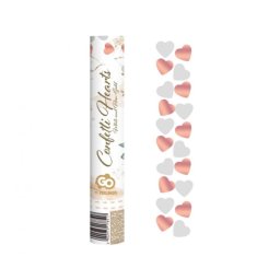 Szív formájú konfetti kilövő, rosegold-fehér, 30 cm