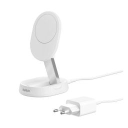 BELKIN BOOSTCHARGE PRO asztali töltő (15W, gyorstöltő, wireless, Magsafe, dönthető, Qi2 + tápegység) FEHÉR Apple iPhone 17, iPhone 17 Pro, iPhone 17 Pro Max