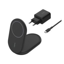 BELKIN BOOSTCHARGE asztali töltő (15W, gyorstöltő, wireless, Magsafe, összehajtható, Qi2 + tápegység) FEKETE Apple iPhone 17, iPhone 17 Pro, iPhone 17 Pro Max