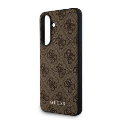 GUESS 4G METAL GOLD LOGO műanyag telefonvédő (textil hátlap) SÖTÉTBARNA Samsung Galaxy A56 5G (SM-A566)
