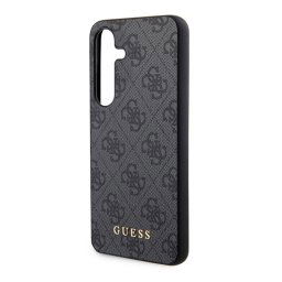 GUESS 4G METAL GOLD LOGO műanyag telefonvédő (textil hátlap) FEKETE Samsung Galaxy S24 (SM-S921)