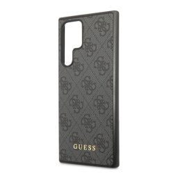 GUESS 4G METAL GOLD LOGO műanyag telefonvédő (textil hátlap) FEKETE Samsung Galaxy S24 Ultra (SM-S928)