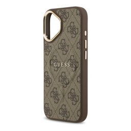 GUESS 4G CLASSIC LOGO szilikon telefonvédő (ütésállóság, bőr hatású hátlap) SÖTÉTBARNA Apple iPhone 17