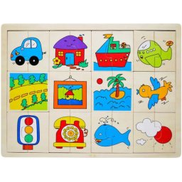 Fa Puzzle felező, párosító játék Járműves B