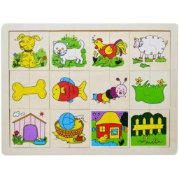 Fa Puzzle felező, párosító játék Állatos B