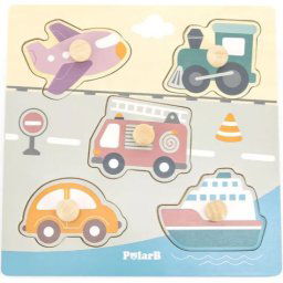 Fogantyús fa puzzle, fogós puzzle, kirakó - Járművek PolarB B