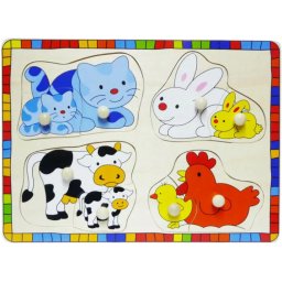 Fogantyús fa puzzle, fogós puzzle, kirakó - Cicás B