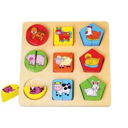 Fa Puzzle felező, párosító játék - Formalap Háziállatos B